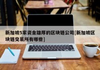 新加坡5家资金雄厚的区块链公司[新加坡区块链交易所有哪些]