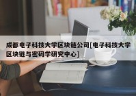 成都电子科技大学区块链公司[电子科技大学区块链与密码学研究中心]